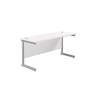 Next Day Office Desk - 1800 x 800mm Deep: Finish: White, Leg Colour: Silver, Delivery: Next Day Delivery (Self Assembly)