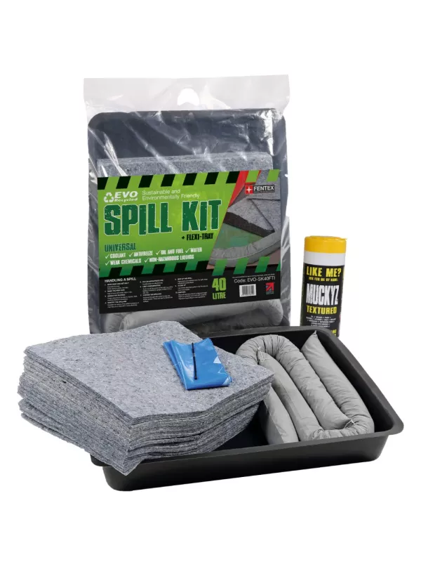Fentex 40L EVO Universal Spill Kit in Clip-Close Plastic Bag + Flexible Tray