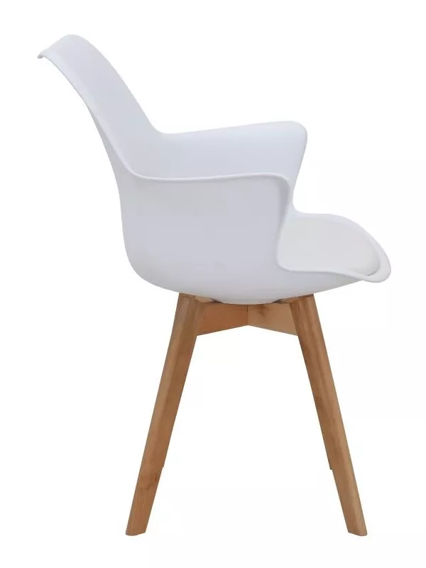 Teknik Skandi Dining Chair – White Wipe-Clean Chair with Beech Finish Legs