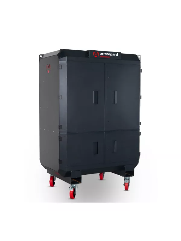 Heavy-duty lockable mobile storage cabinet on castor wheels