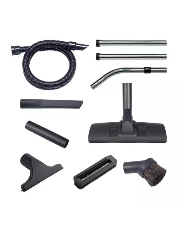 Vacuum cleaner accessory kit including hose, extension tubes, floorhead and nozzles