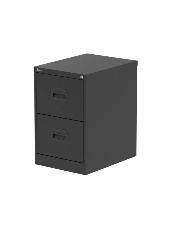 Qube 2 Drawer Filing Cabinet – Steel, Lockable, Foolscap Size with Anti-Tilt Safety