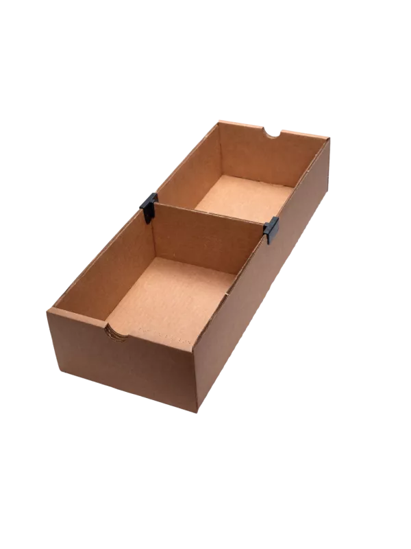 Cardboard Storage Bin with Dividers 180mm Wide - D Range Pack of 15