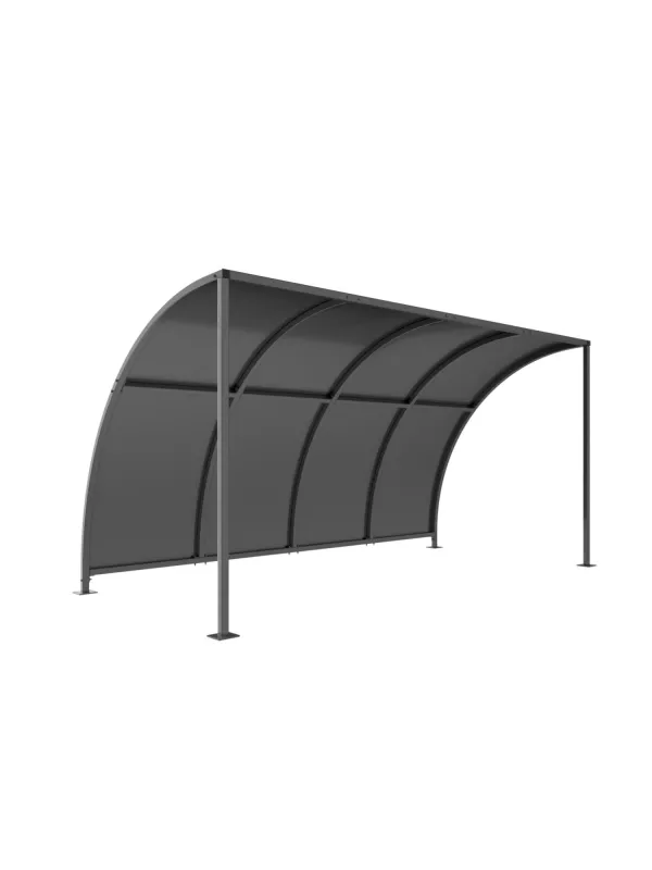Leyton Open-End Shelter: Galvanized Steel Cycle Protection