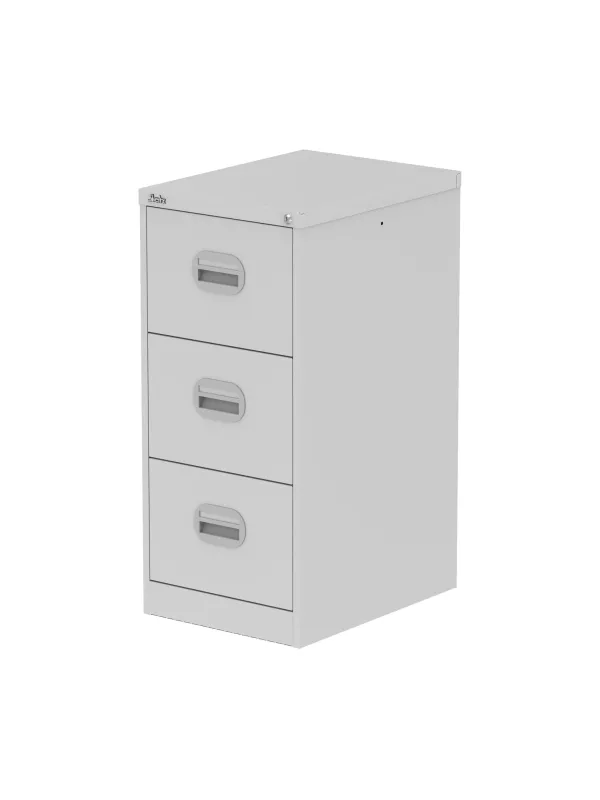 Qube 3 Drawer Filing Cabinet – Lockable Steel Storage for Foolscap Files