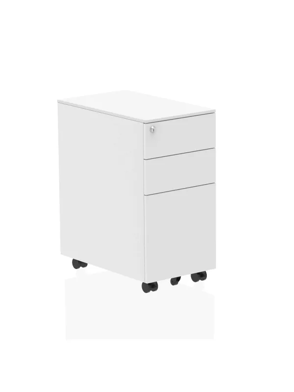 Slim Steel Mobile Pedestal - 3 Drawer Lockable Office Storage