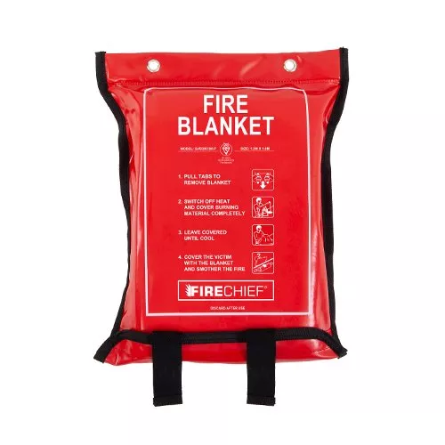 Firechief Soft Case Fire Blanket with K100 Silicone Coated Glass Fibre BS EN 1869:2019 Certified (Red PVC Case)