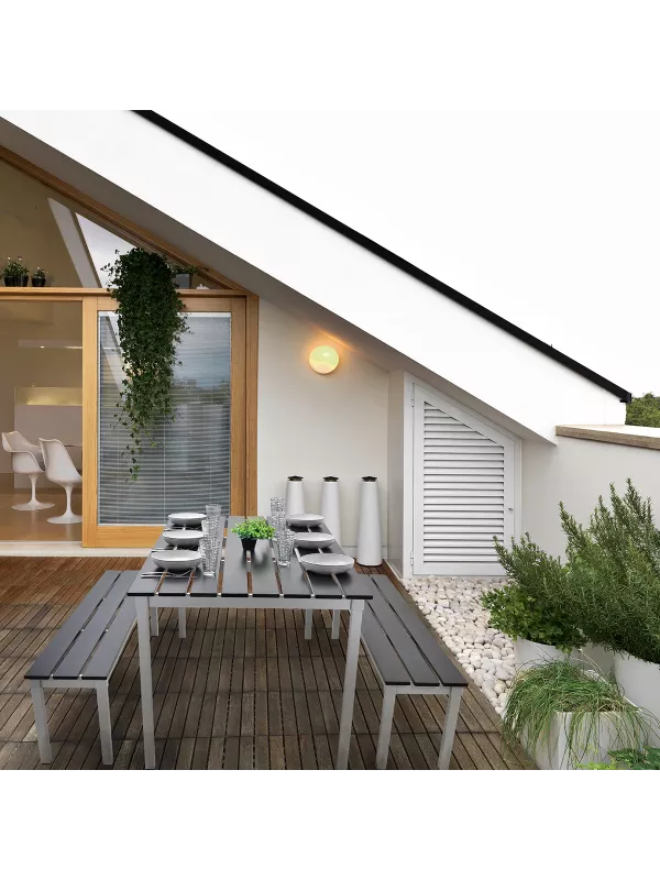 Enviro Eco Jet Black Outdoor 1250 Quadro Commercial Table and Bench Set