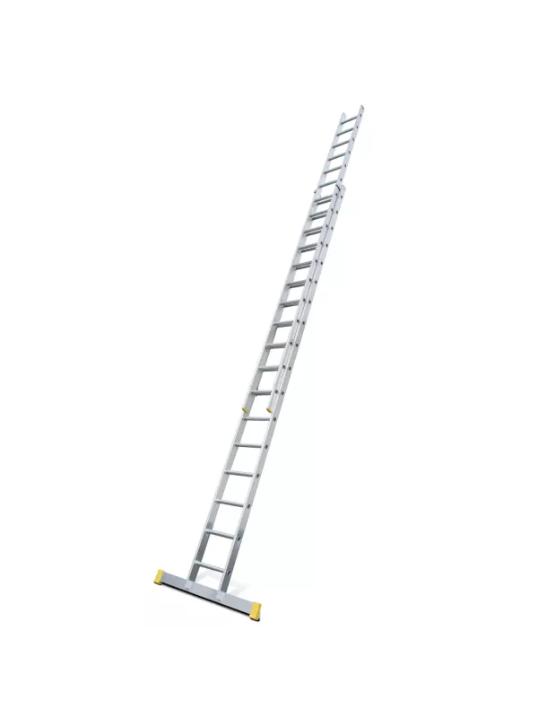 Tall aluminium ladder with yellow safety feet