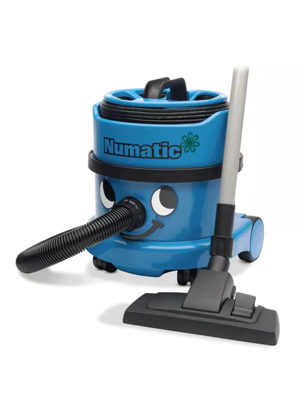 Blue Numatic PSP200 vacuum cleaner with floor tool attached.