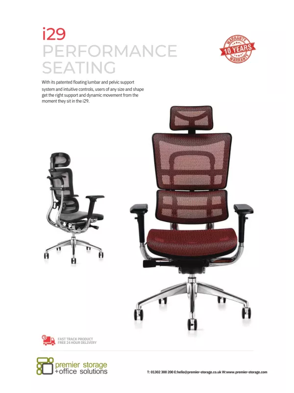 Hood Seating i29 24 Hour Ergonomic Fabric Office Chair with Headrest