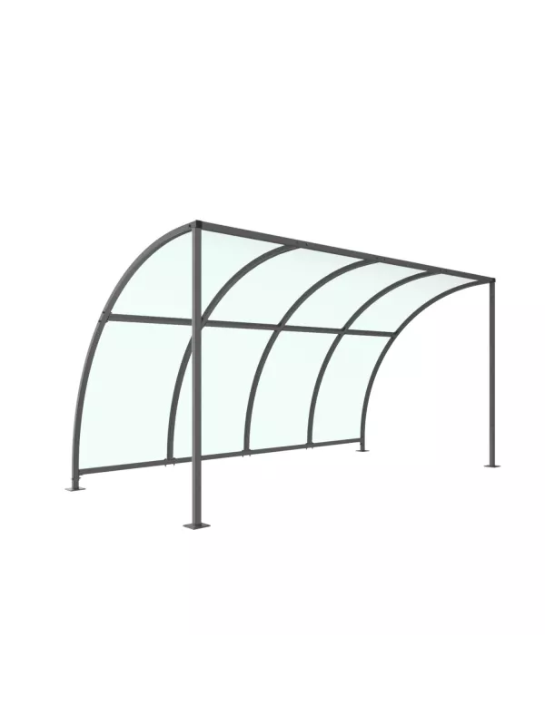Leyton Open-End Shelter: Galvanized Steel Cycle Protection