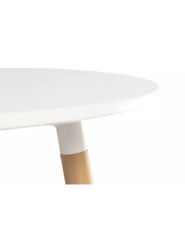 Teknik Skandi Round Table – 80cm Modern White Table with Beech Legs for Breakout Areas