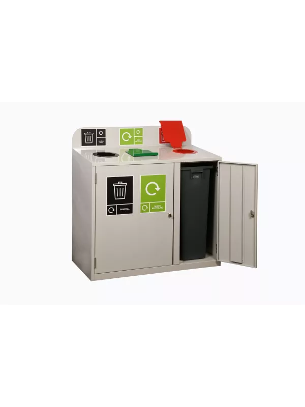 3 Bay Recycling Station 240L - Steel Recycling Bin