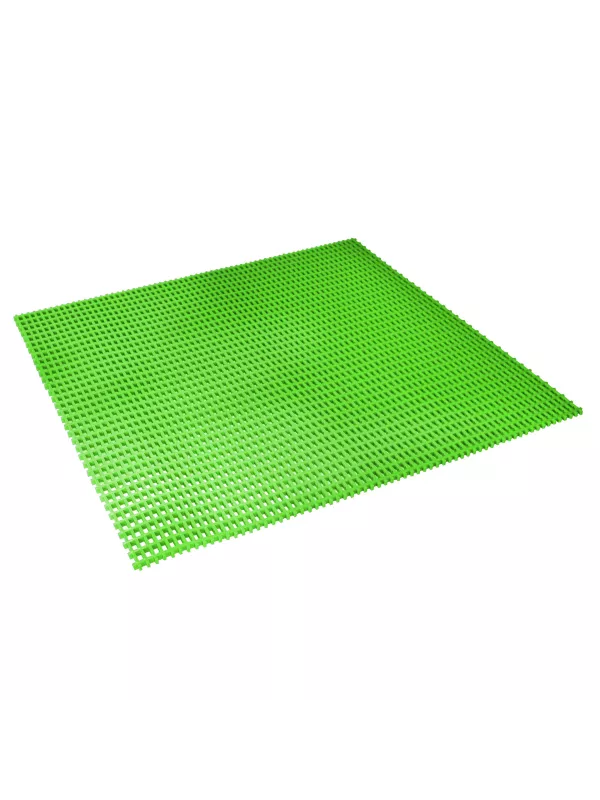 Green modular safety floor mat tile for industrial and commercial use.