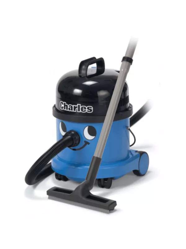 Blue Henry-style vacuum cleaner on a white background.