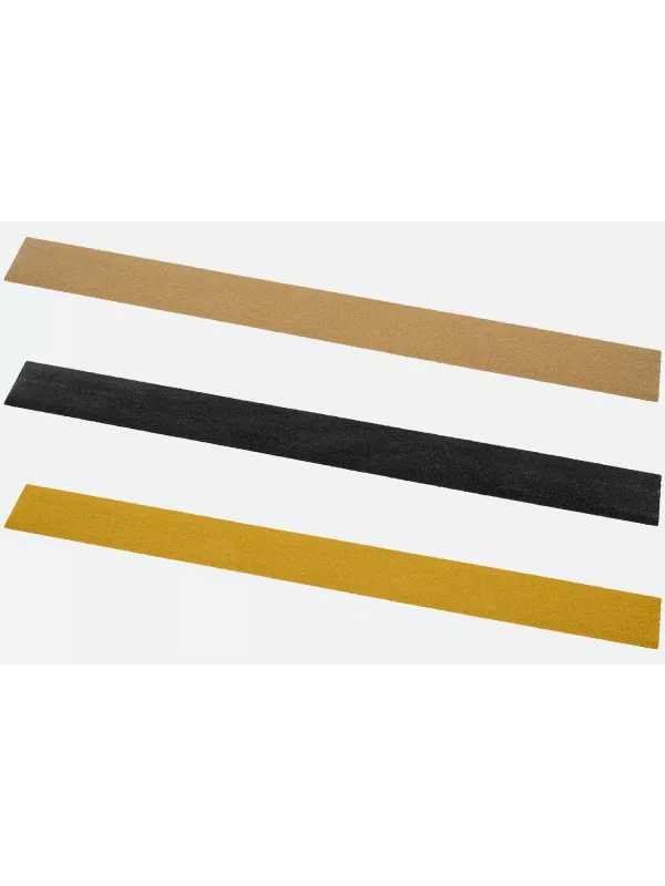 Blue Diamond Matting GRP anti-slip decking strips in yellow, black, and beige – safety strips for walkways and steps.