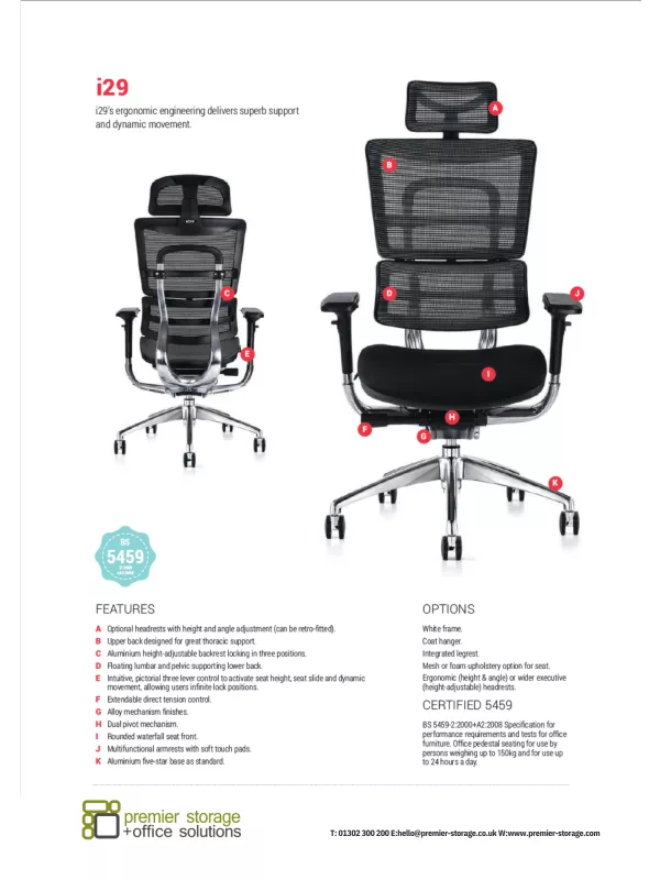 Hood Seating i29 24 Hour Ergonomic Fabric Office Chair with Headrest