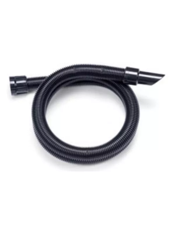 Coiled black vacuum hose with connector attachments.
