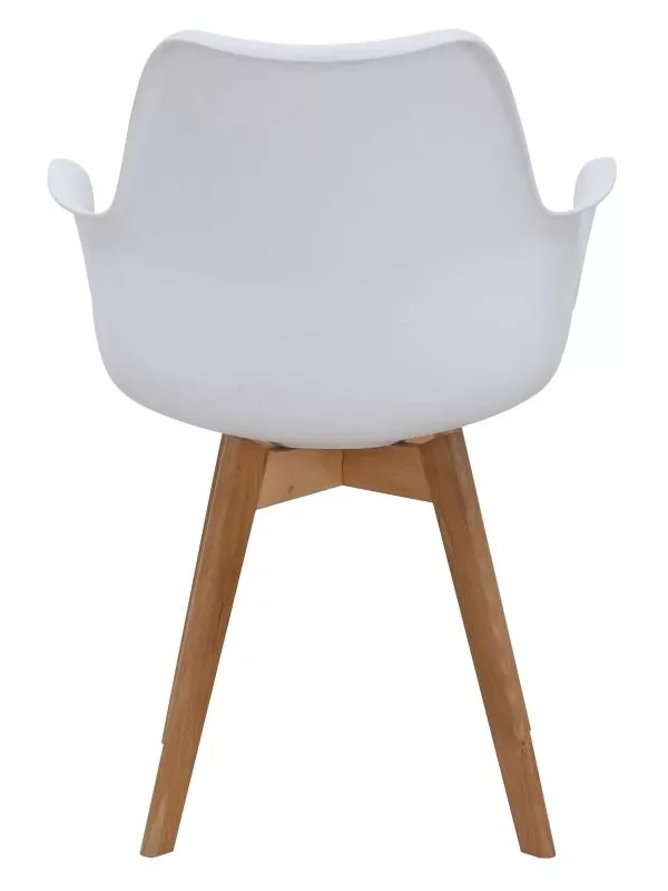Teknik Skandi Dining Chair – White Wipe-Clean Chair with Beech Finish Legs