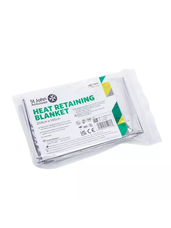 St. Johns Ambulance Disposable Heat Retaining Adult Foil Blanket (Pack of 10)