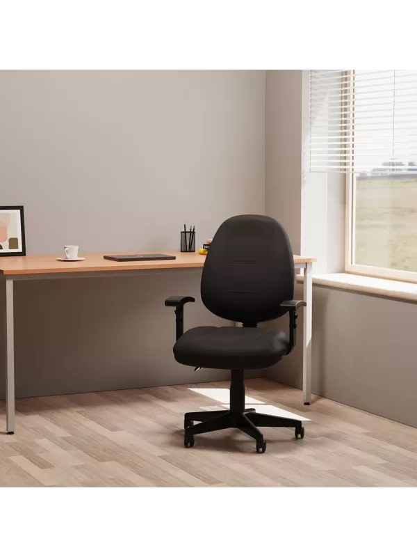 Jackson Black Leather Office Chair with Height Adjustable Arms