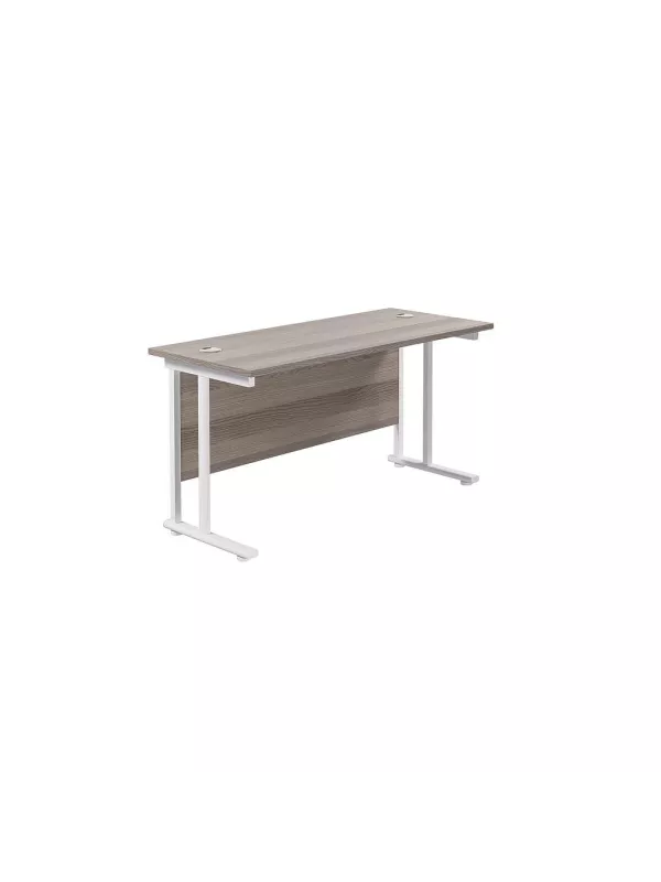 Twin Upright Office Desk - Grey Oak