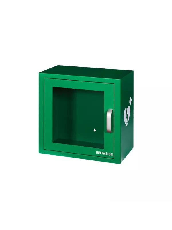 Green Indoor Defibrillator Cabinet with Alarm Fits All Popular AED Brands