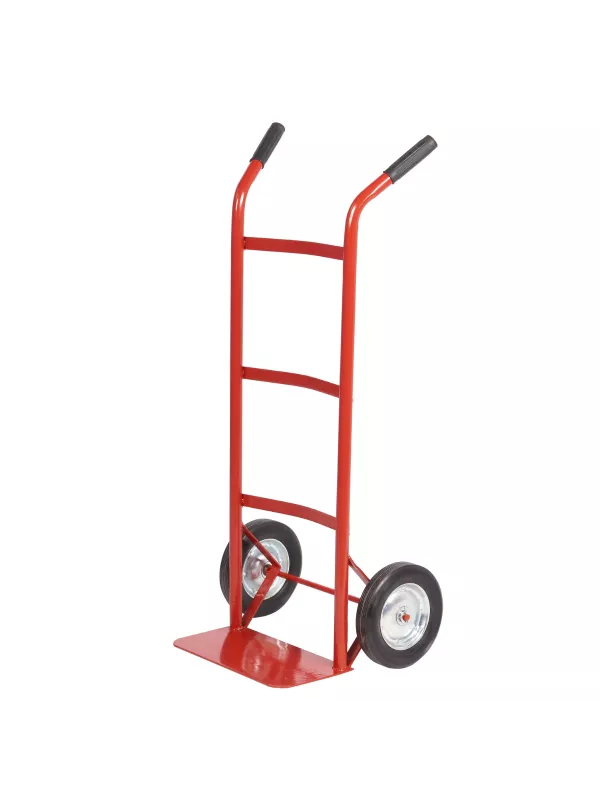 Steel frame sack truck with ergonomic handle and rubber wheels for easy manoeuvrability