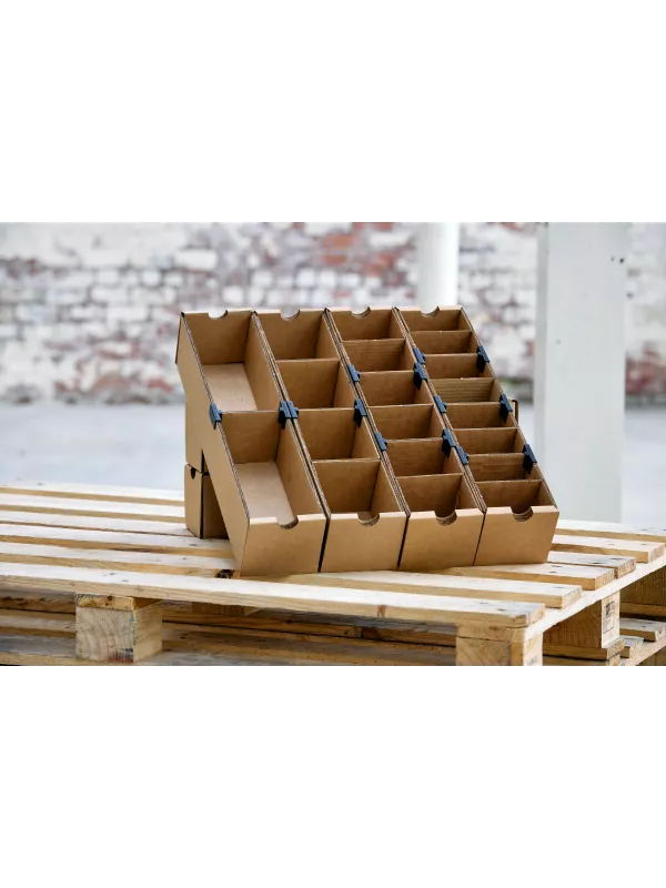 110mm Wide Cardboard Storage Bins with Dividers Pack of 25
