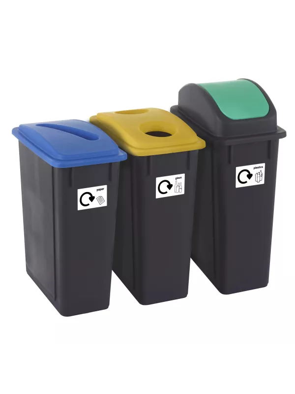 GPC Set Of 3 Plastic Recycling Bins