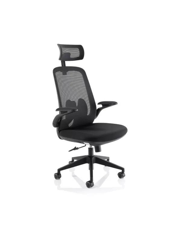 Sigma Executive Mesh Chair – Folding Arms, Adjustable Headrest, High Back Design