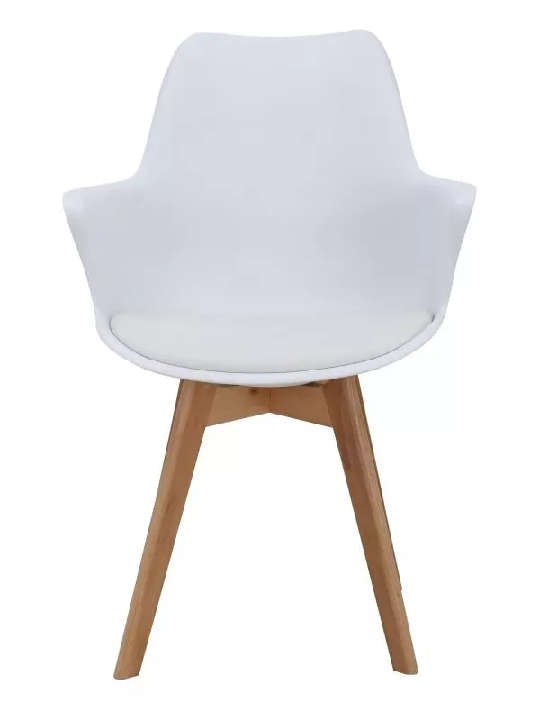 Teknik Skandi Dining Chair – White Wipe-Clean Chair with Beech Finish Legs