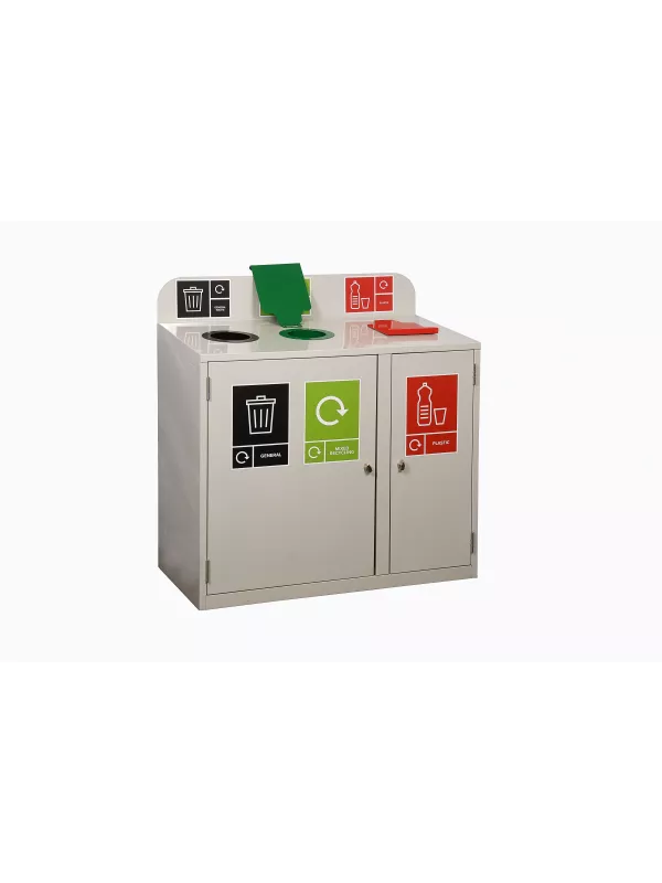 3 Bay Recycling Station 240L - Steel Recycling Bin