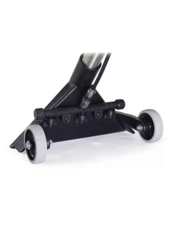 Wheeled trolley frame for mounting a Numatic extractor machine.