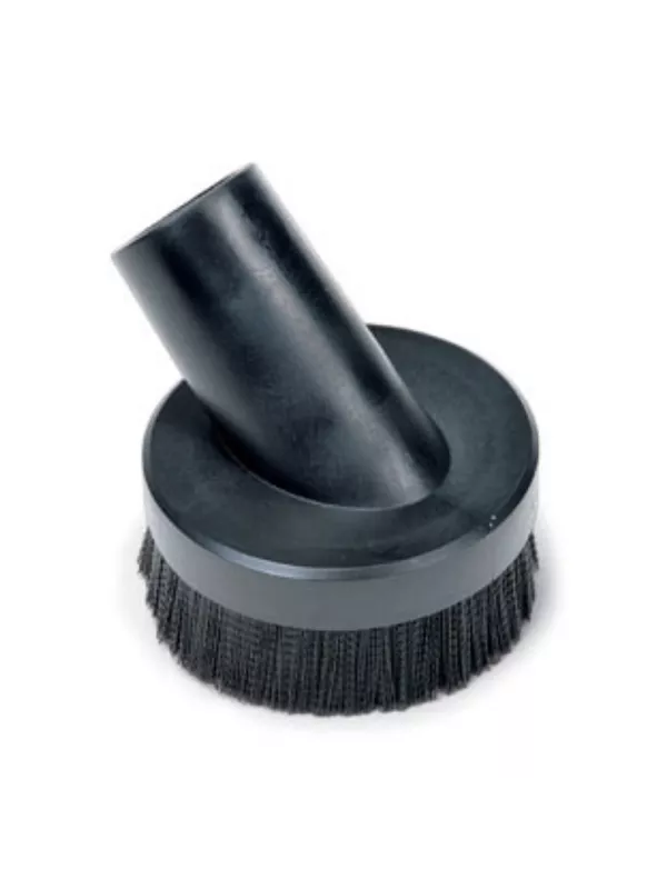 Large round vacuum dusting brush with angled connector.