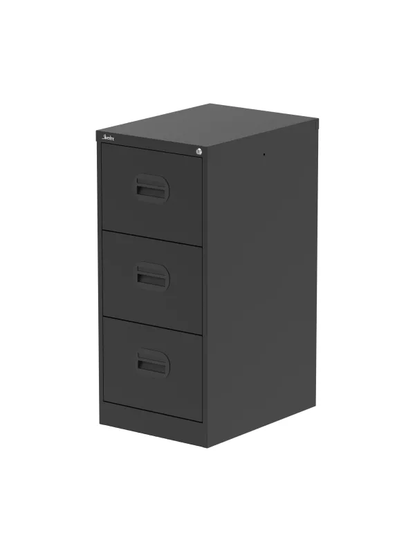 Qube 3 Drawer Filing Cabinet – Lockable Steel Storage for Foolscap Files