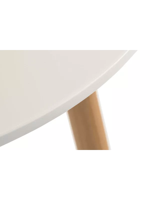 Teknik Skandi Round Table – 80cm Modern White Table with Beech Legs for Breakout Areas