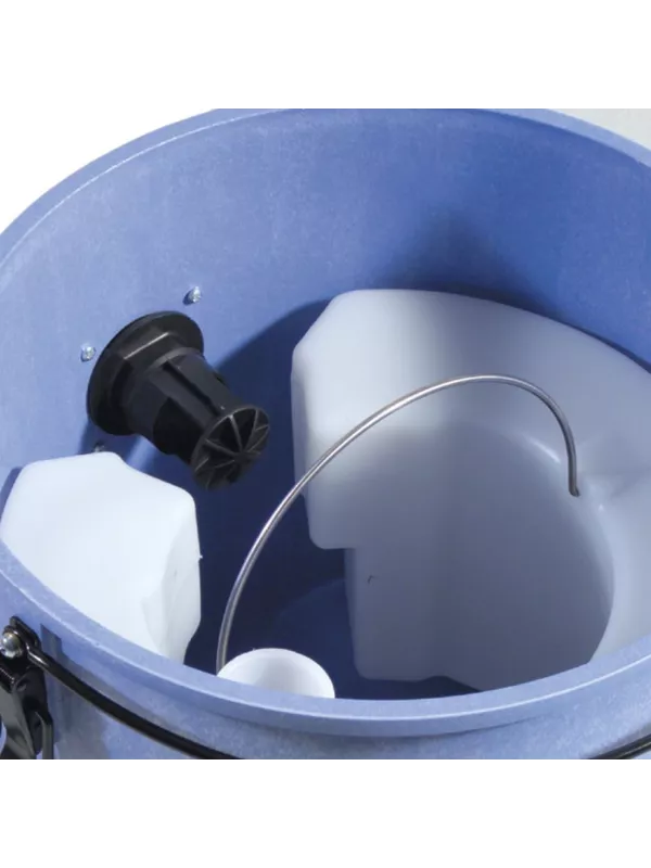 Inside view of a Numatic extractor showing clean-water tank and internal fittings.