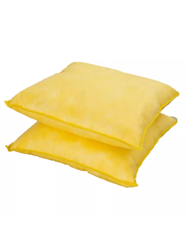 Two yellow absorbent pads stacked, designed for oil and liquid spill absorption in industrial and workplace environments.