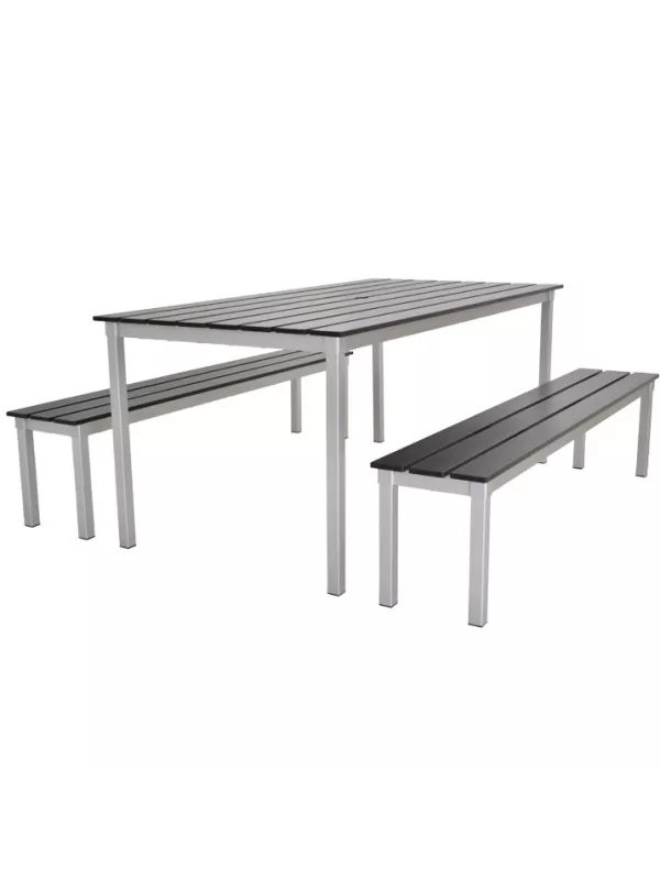 Enviro Eco Jet Black 1800 Duo Outdoor Large Commercial Table and Bench Set
