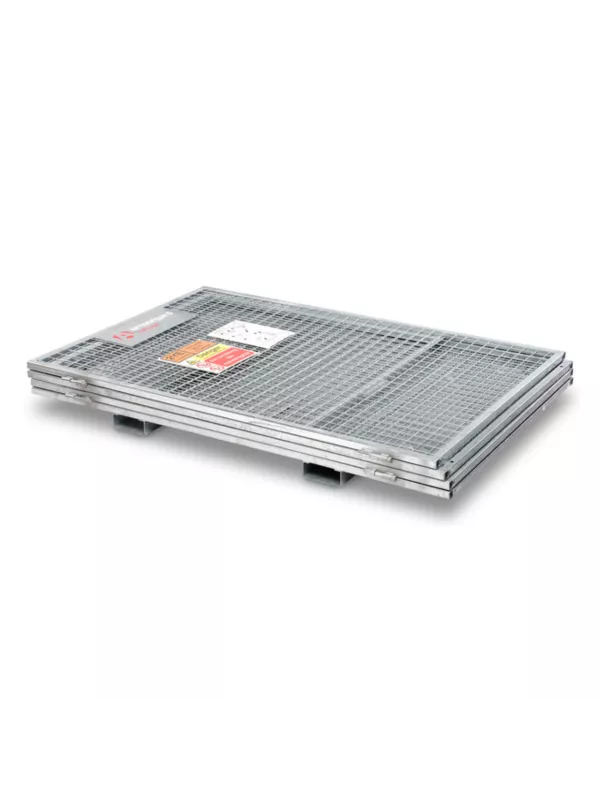 Steel pallet base for gas cylinder storage cage with mesh deck