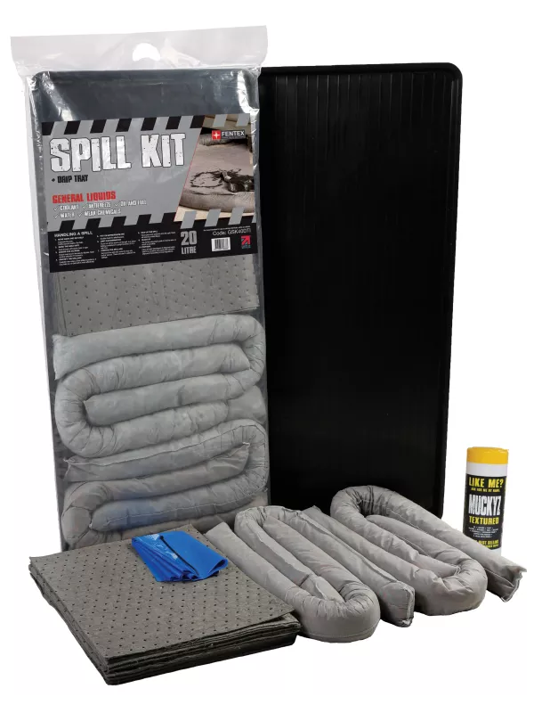 Fentex 40L General Purpose Spill Kit in Clip-Top Plastic Bag + Drip Tray