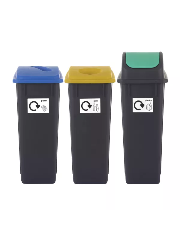 GPC Set Of 3 Plastic Recycling Bins
