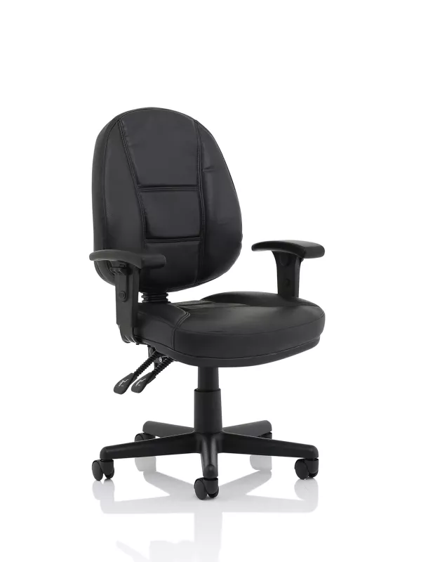 Jackson Black Leather Office Chair with Height Adjustable Arms