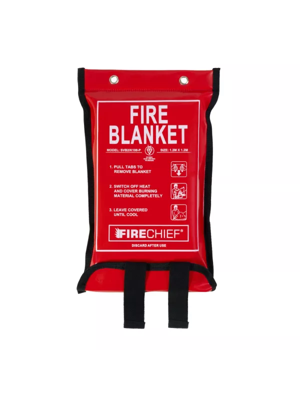 Firechief Soft Case Fire Blanket with K100 Silicone Coated Glass Fibre BS EN 1869:2019 Certified (Red PVC Case)