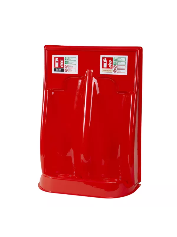 Firechief Red Double Fire Extinguisher Stand Vacuum Formed Plastic