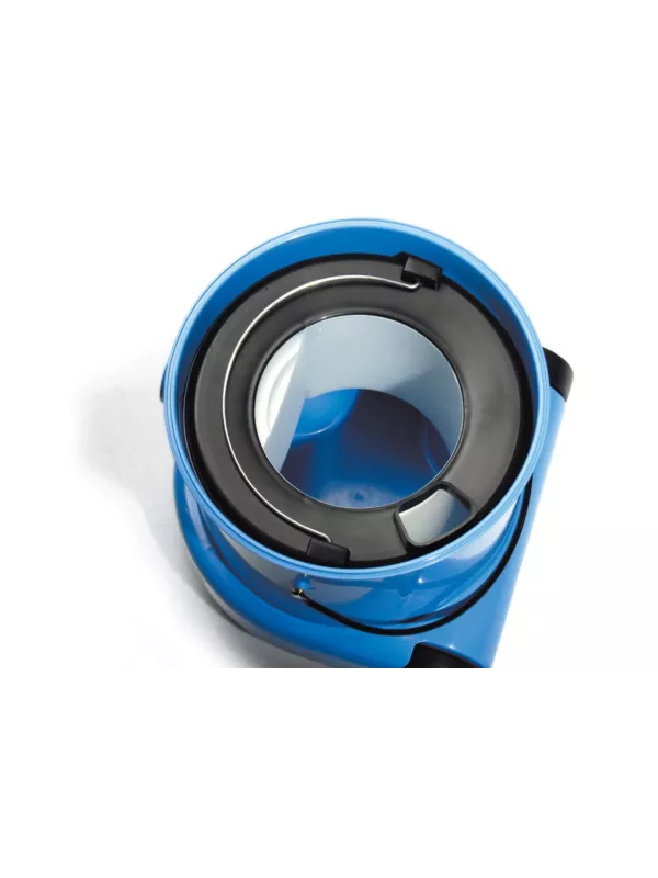 Inside view of a Numatic extractor showing the clean-water tank and internal fittings.