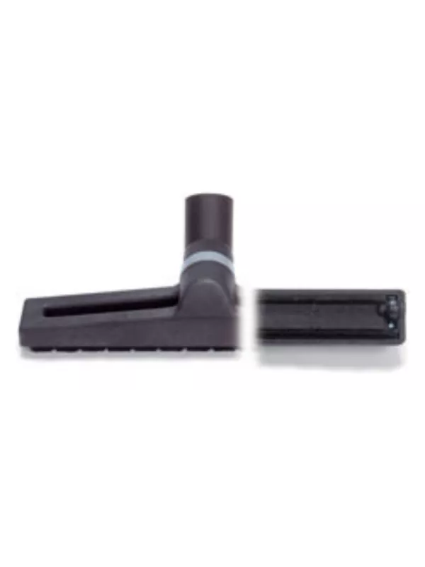 Black vacuum floor brush head with removable bristle strip.