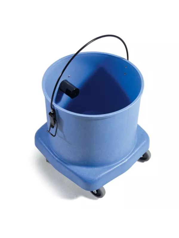 Blue Numatic vacuum drum removed from the base, shown with lifting handle.
